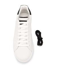 Baskets basses en cuir blanches et noires Dolce & Gabbana