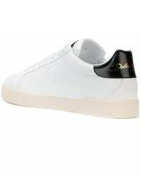 Baskets basses en cuir blanches et noires Dolce & Gabbana