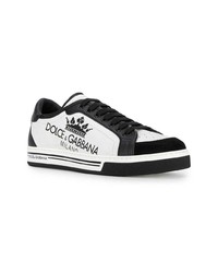 Baskets basses en cuir blanches et noires Dolce & Gabbana