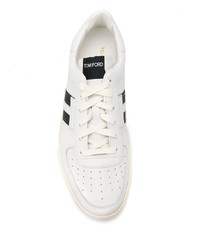 Baskets basses en cuir blanches et noires Tom Ford