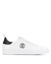 Baskets basses en cuir blanches et noires Roberto Cavalli