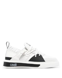 Baskets basses en cuir blanches et noires Roberto Cavalli