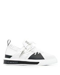 Baskets basses en cuir blanches et noires Roberto Cavalli