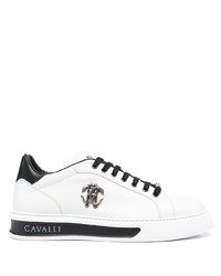 Baskets basses en cuir blanches et noires Roberto Cavalli