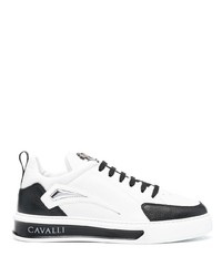 Baskets basses en cuir blanches et noires Roberto Cavalli