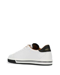 Baskets basses en cuir blanches et noires Dolce & Gabbana