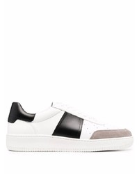 Baskets basses en cuir blanches et noires Sandro