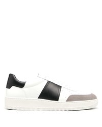 Baskets basses en cuir blanches et noires Sandro Paris