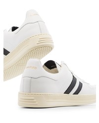 Baskets basses en cuir blanches et noires Tom Ford