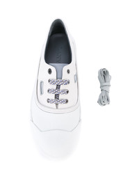 Baskets basses en cuir blanches et noires Lanvin