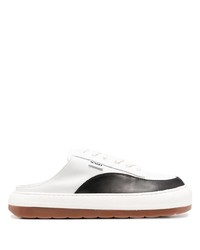 Baskets basses en cuir blanches et noires Sunnei