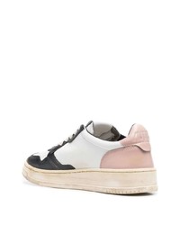 Baskets basses en cuir blanches et noires AUTRY