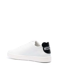 Baskets basses en cuir blanches et noires Moschino