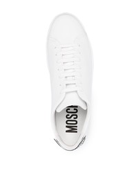 Baskets basses en cuir blanches et noires Moschino