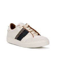 Baskets basses en cuir blanches et noires Ermenegildo Zegna