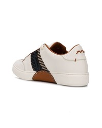 Baskets basses en cuir blanches et noires Ermenegildo Zegna