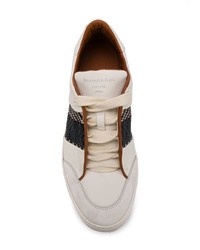 Baskets basses en cuir blanches et noires Ermenegildo Zegna