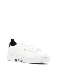 Baskets basses en cuir blanches et noires Emporio Armani