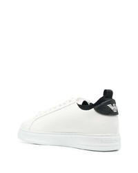 Baskets basses en cuir blanches et noires Emporio Armani