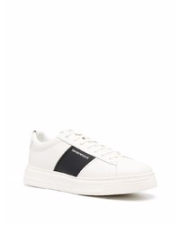 Baskets basses en cuir blanches et noires Emporio Armani