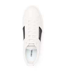 Baskets basses en cuir blanches et noires Emporio Armani