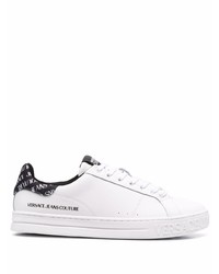 Baskets basses en cuir blanches et noires VERSACE JEANS COUTURE