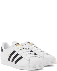 Baskets basses en cuir blanches et noires adidas Originals