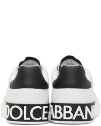 Baskets basses en cuir blanches et noires Dolce & Gabbana