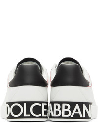 Baskets basses en cuir blanches et noires Dolce & Gabbana