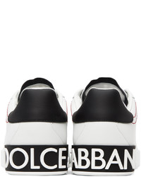 Baskets basses en cuir blanches et noires Dolce & Gabbana