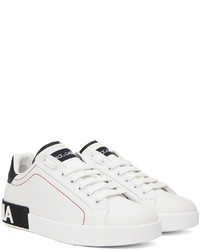 Baskets basses en cuir blanches et noires Dolce & Gabbana