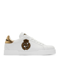Baskets basses en cuir blanches Dolce and Gabbana