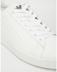 Baskets basses en cuir blanches Emporio Armani