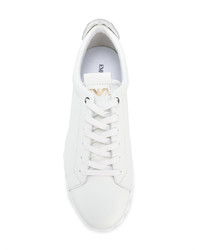 Baskets basses en cuir blanches Emporio Armani