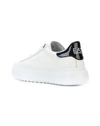 Baskets basses en cuir blanches Emporio Armani