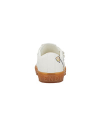 Baskets basses en cuir blanches Fendi