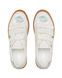 Baskets basses en cuir blanches Fendi