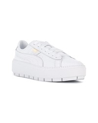 Baskets basses en cuir blanches Puma