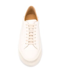 Baskets basses en cuir blanches Jil Sander