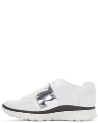 Baskets basses en cuir blanches Jil Sander Navy