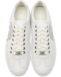 Baskets basses en cuir blanches Versace