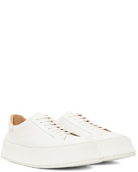 Baskets basses en cuir blanches Jil Sander