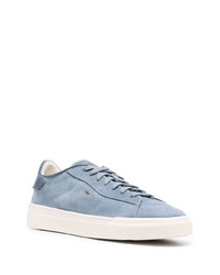 Baskets basses en cuir bleu clair Santoni