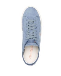 Baskets basses en cuir bleu clair Santoni