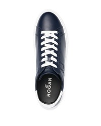 Baskets basses en cuir bleu marine et blanc Hogan