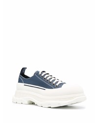 Baskets basses en cuir bleu marine et blanc Alexander McQueen