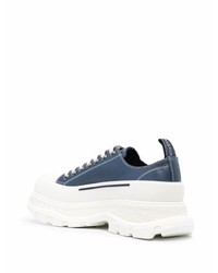 Baskets basses en cuir bleu marine et blanc Alexander McQueen