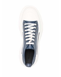 Baskets basses en cuir bleu marine et blanc Alexander McQueen