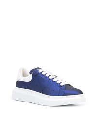 Baskets basses en cuir bleu marine et blanc Alexander McQueen