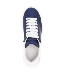 Baskets basses en cuir bleu marine et blanc Alexander McQueen